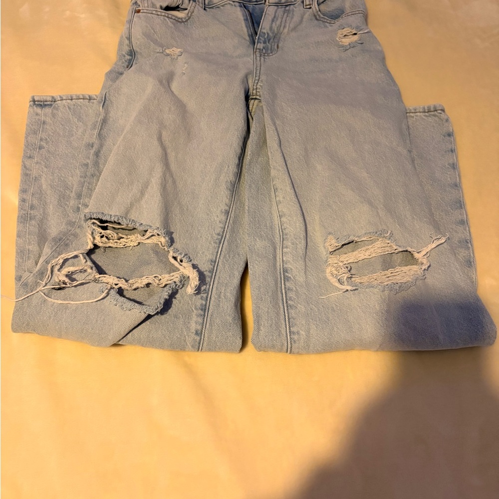 PacSun Light Blue Distressed Straight Leg Jeans